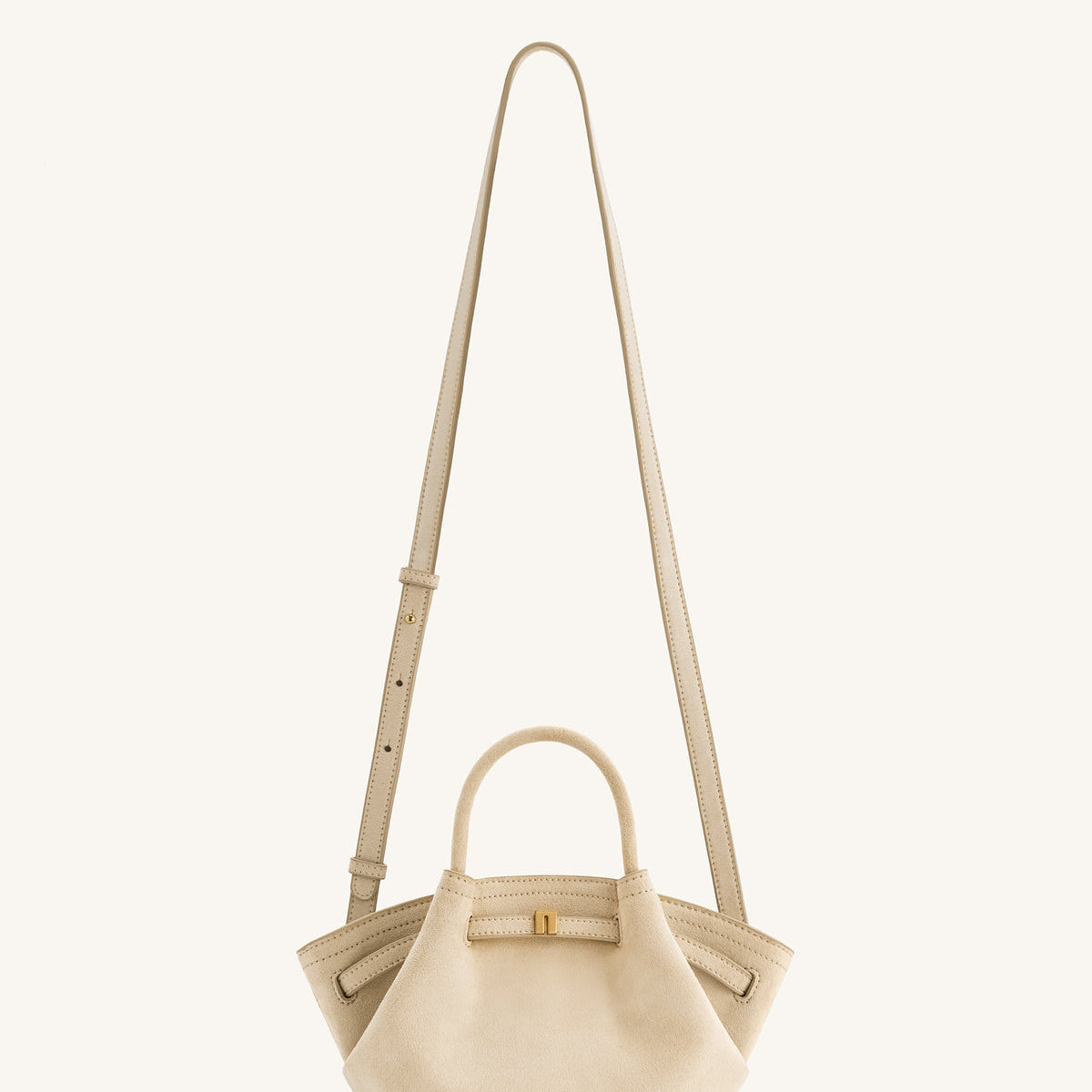 Hana Mini Faux Suede Tote Bag - Off White