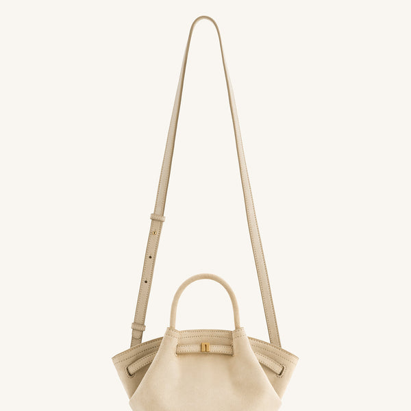 Hana Mini Faux Suede Tote Bag - Off White