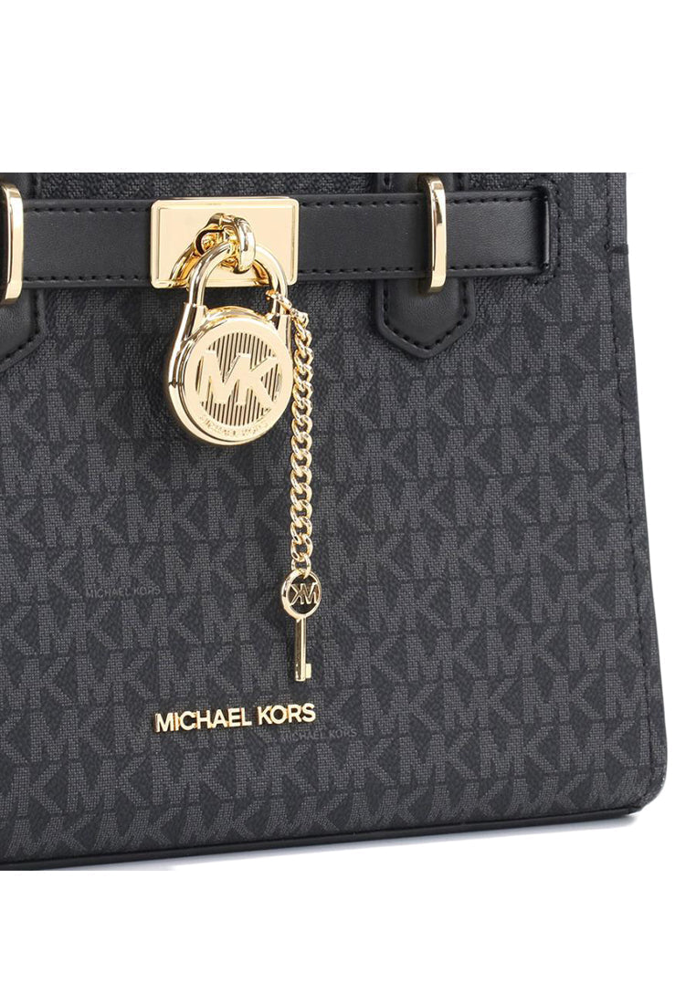 MICHAEL KORS OUTLET HAMILTON Satchel Medium - MK Signature in black