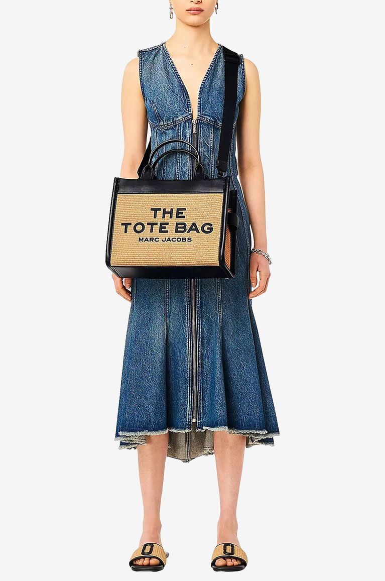 The Woven Medium Tote raffia and leather bag Marc Jacobs