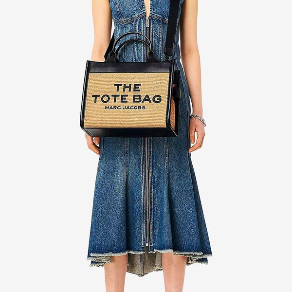 The Woven Medium Tote raffia and leather bag Marc Jacobs