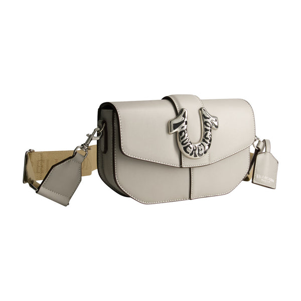 TRUE RELIGION SHOULDER BAG WITH SIGNATURE LOGO ACCENT, LIGHT GREY