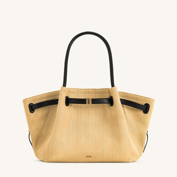 Hana Medium Faux Straw Tote Bag - Brown