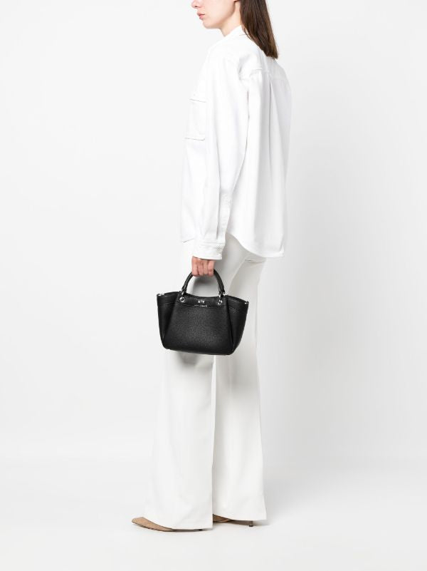 Armani Exchange logo-debossed grained-texture tote bag