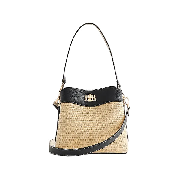 River island Beige Raffia Bucket Bag