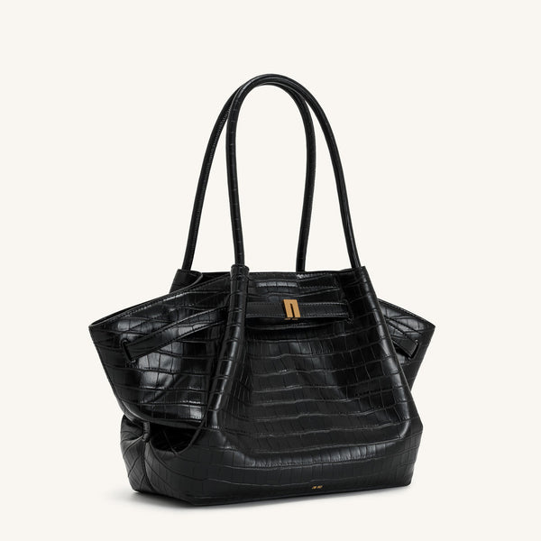 JW PEI Hana Medium Tote Bag - Black Croc