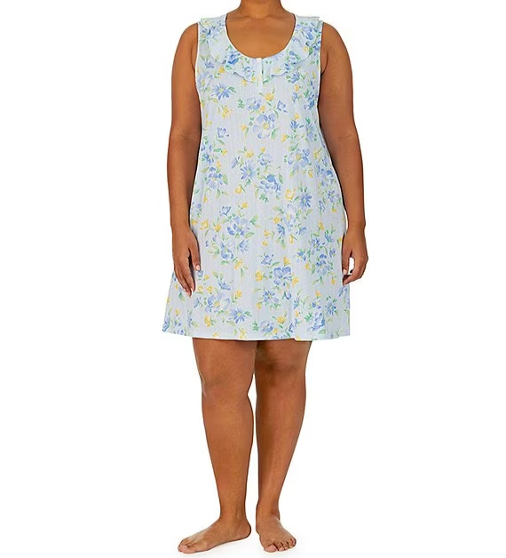 Ralph Lauren Blue/Green/Yellow FLORAL Sleeveless Jersey Knit Nightgown  SIZE XL