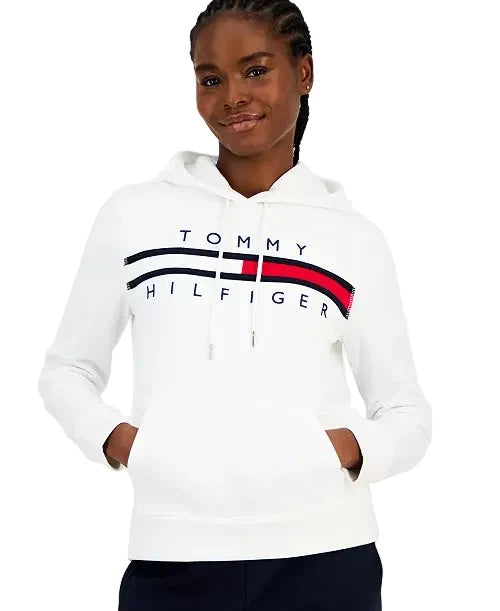 Tommy Hilfiger Women's Embroidered Logo Hooded Sweatshirt size M
