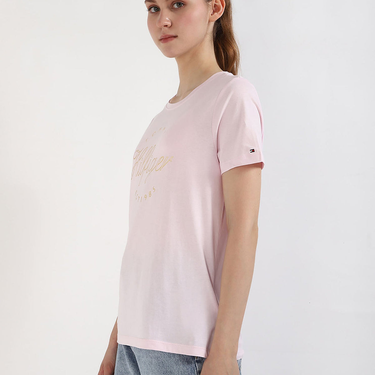 TOMMY HILFIGER Printed Regular Fit T-Shirt baby pink size M