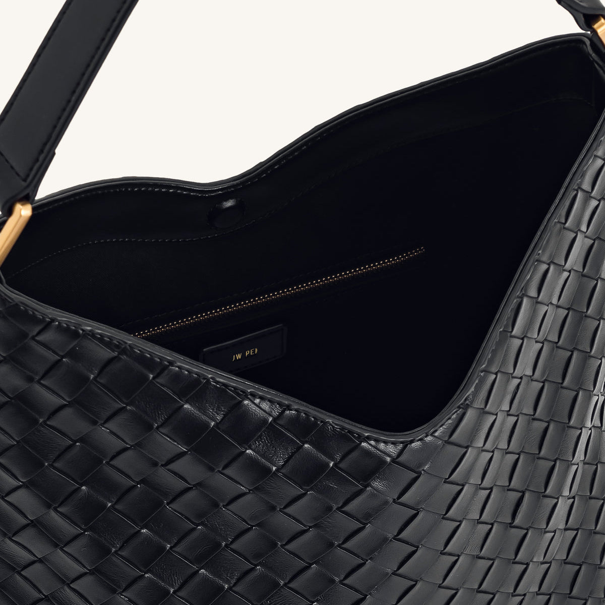 JW PEI Aria Woven Texture Shoulder Bag in Black