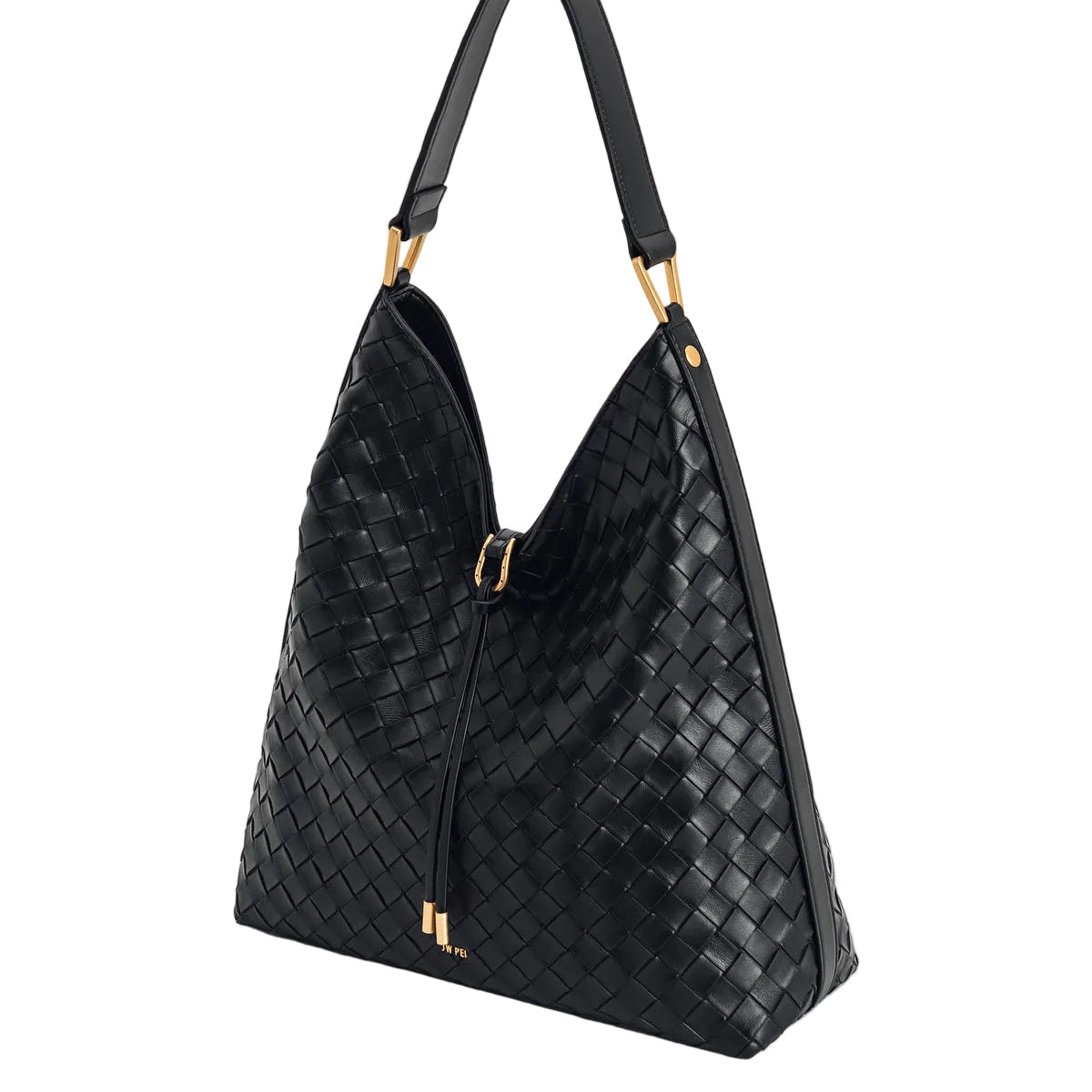 JW PEI Aria Woven Texture Shoulder Bag in Black