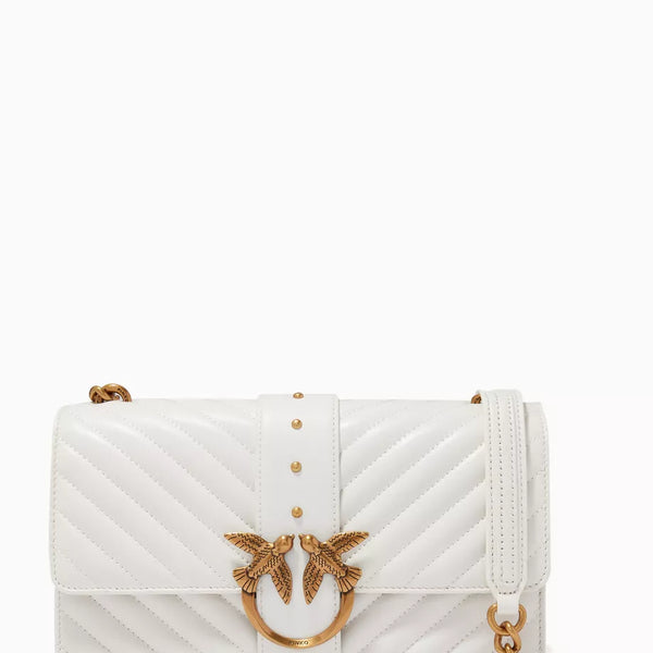 PINKO Love Icon Classic V-Shaped Quilted Leather Shoulder Bag