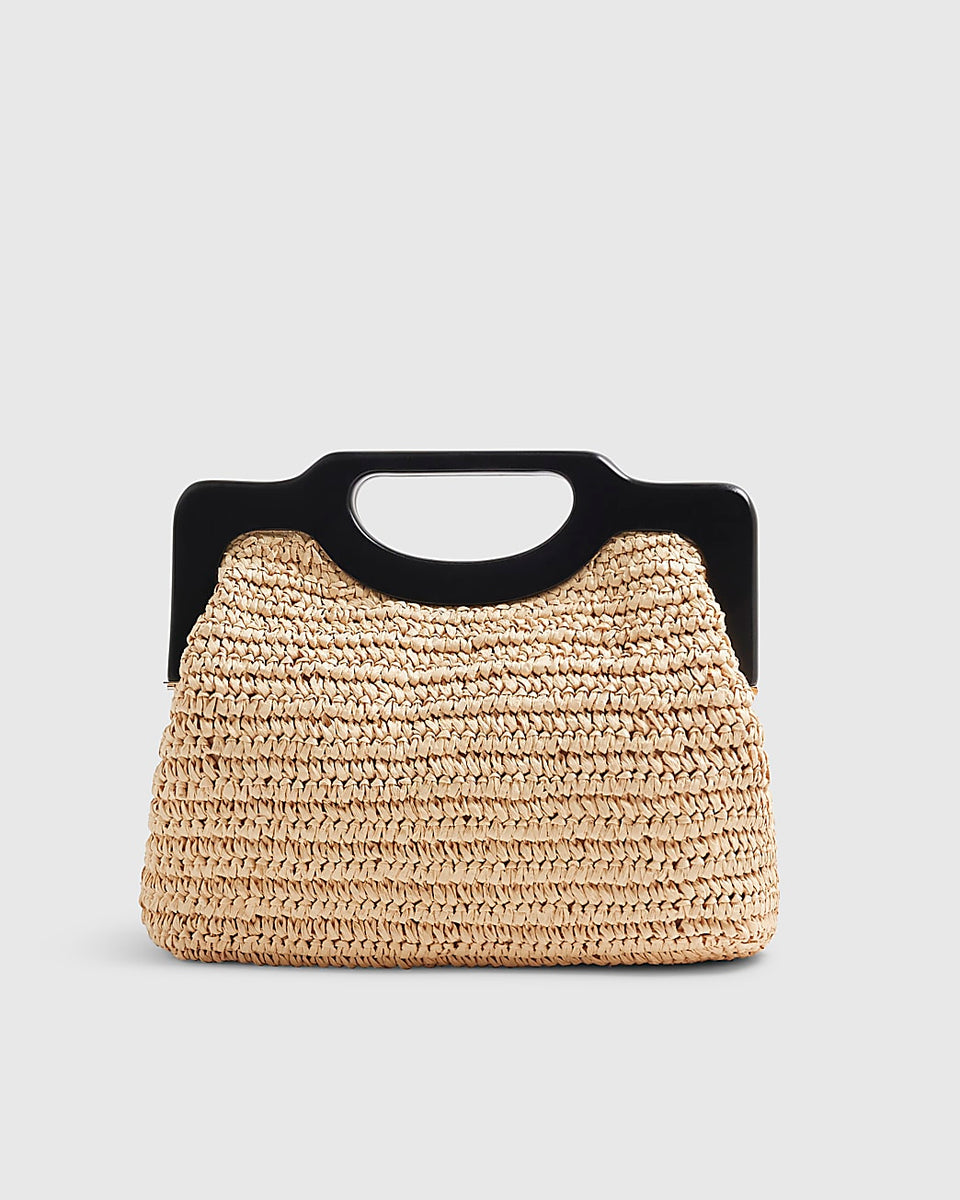 River Island Beige Chunky Raffia Clutch Bag