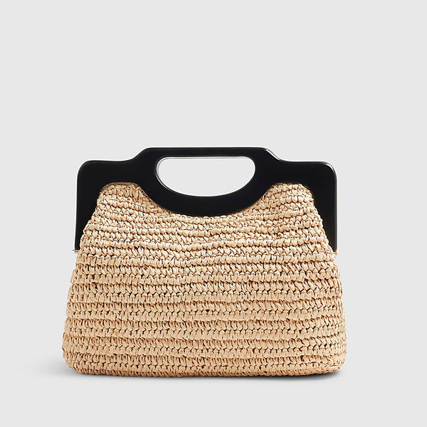 River Island Beige Chunky Raffia Clutch Bag