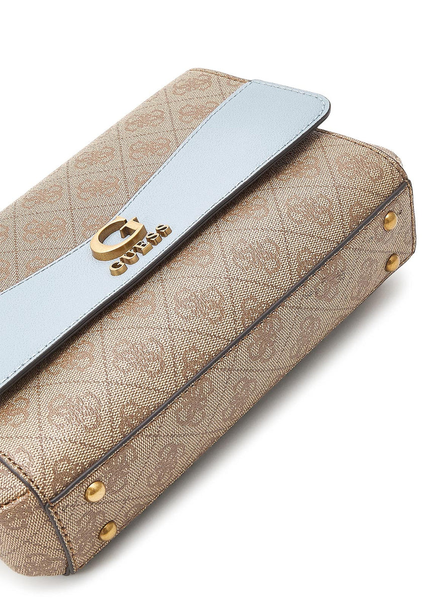 Guess Nell Logo Crossbody Flap Bag, Latte