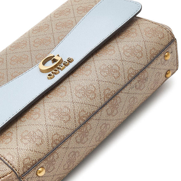 Guess Nell Logo Crossbody Flap Bag, Latte