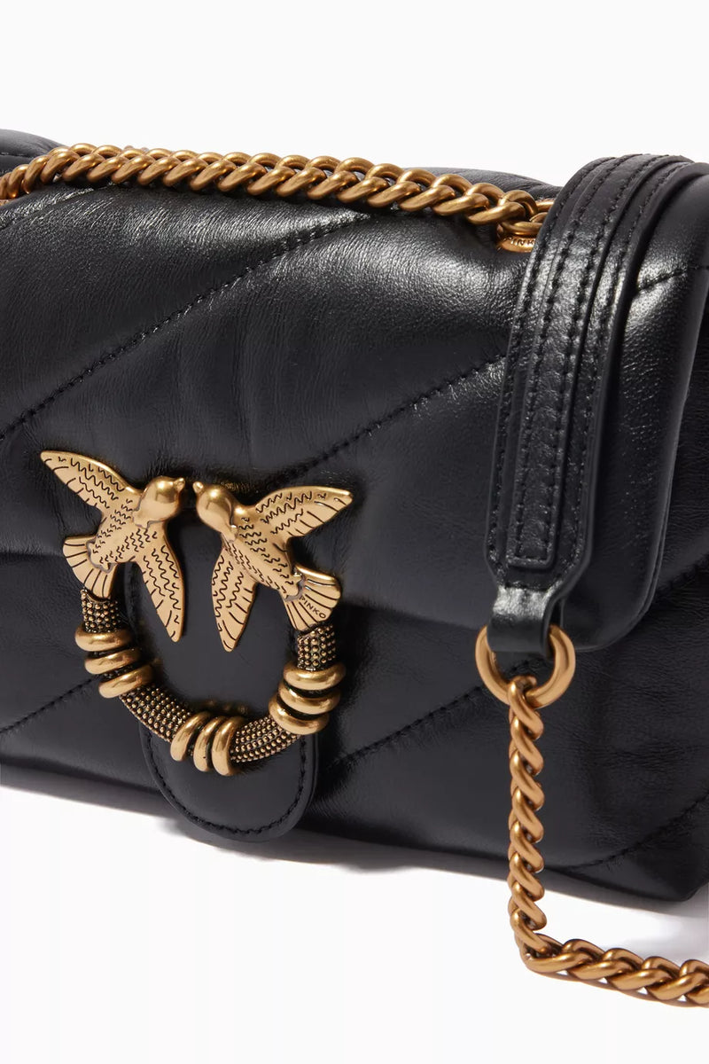 Pinko Love Mini Bag in Nappa Leather with Quilted Puff and Stones