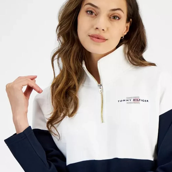 Tommy Hilfiger Women's Colorblocked Quarter-Zip Sweatshirt  size L