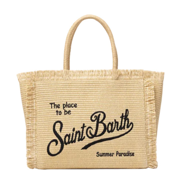 MC2 SAINT BARTH BEIGE STRAW EFFECT VANITY TOTE BAG