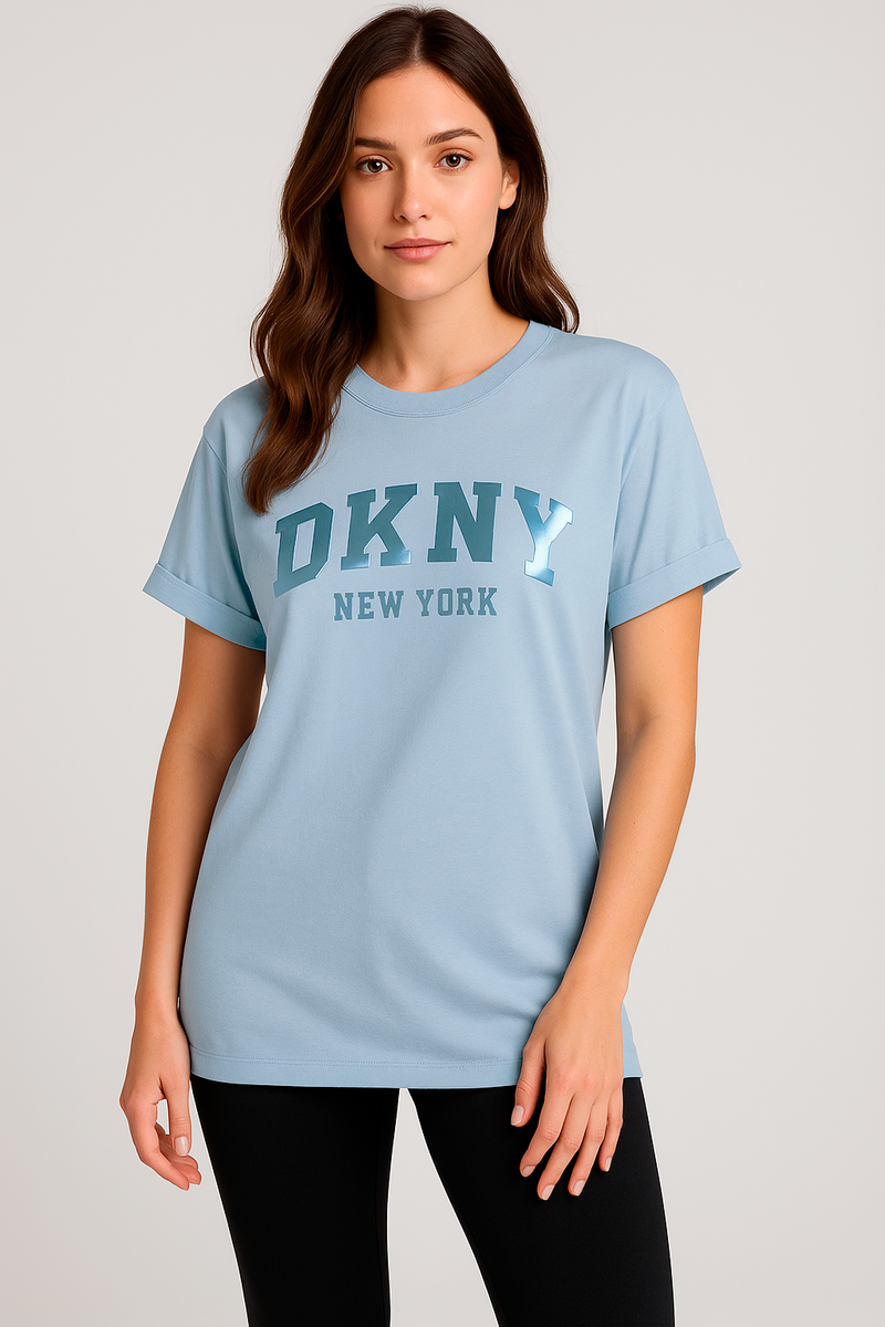 DKNY  sport women varsity satin logo t-shirt