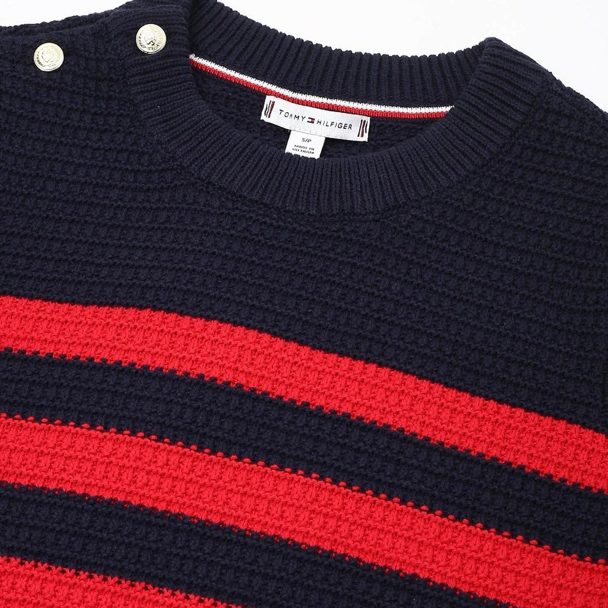 Tommy Hilfiger Gold Button Textured Knit Sweater size M