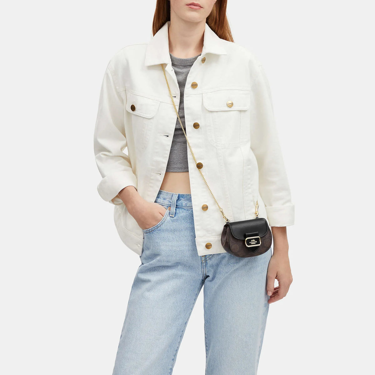 Coach Morgan Mini Card Case On A Chain In Signature Canvas