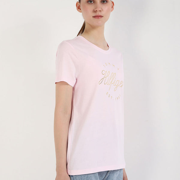 TOMMY HILFIGER Printed Regular Fit T-Shirt baby pink size M