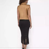 DKNY Faux Leather Moto Vest in Brown