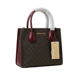 Michael Kors Mercer Medium Logo And Leather Accordion Crossbody Bag Merlot