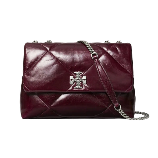 Tory Burch Kira Diamond Quilt Distressed Shoulder Bag In Dark Carmine