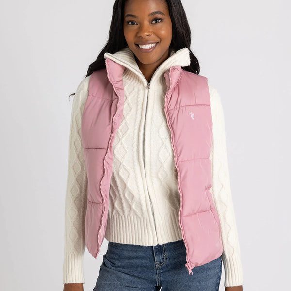U.S. Polo Assn. Classic Puffer Vest in pink size L