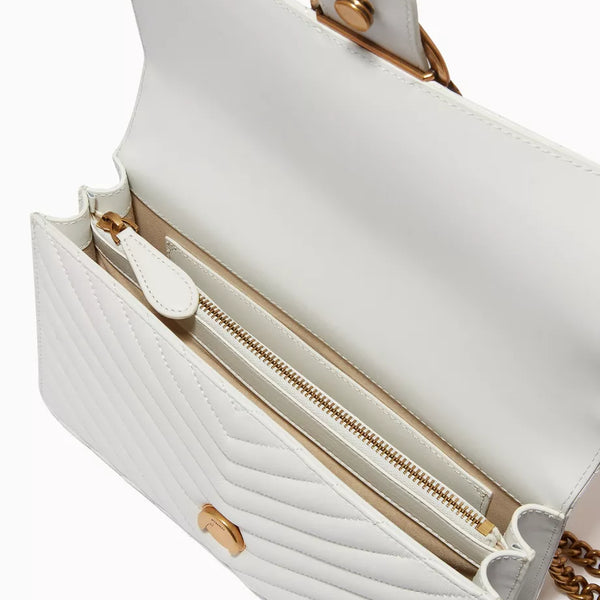 PINKO Love Icon Classic V-Shaped Quilted Leather Shoulder Bag