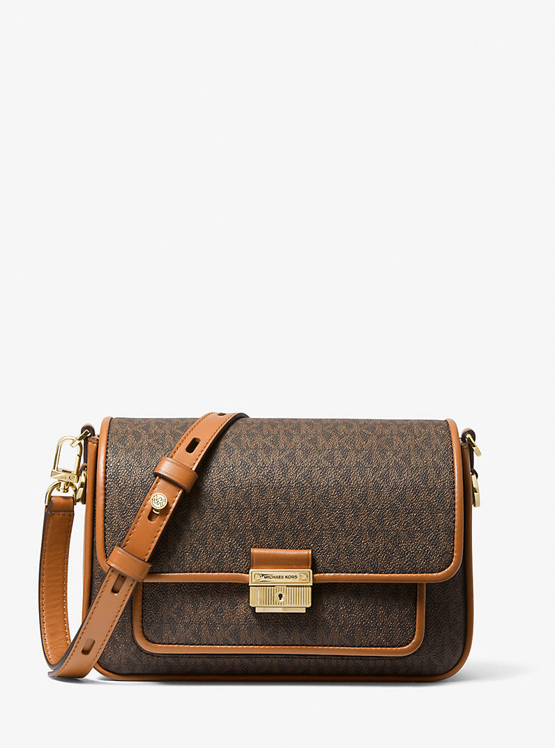 Michael Kors Bradshaw Medium Logo and Leather Messenger Bag