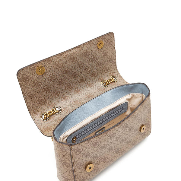 Guess Nell Logo Crossbody Flap Bag, Latte