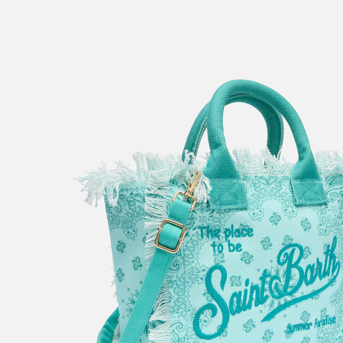 MC2 SAINT BARTH COLETTE COTTON CANVAS HANDBAG WITH BANDANA PRINT