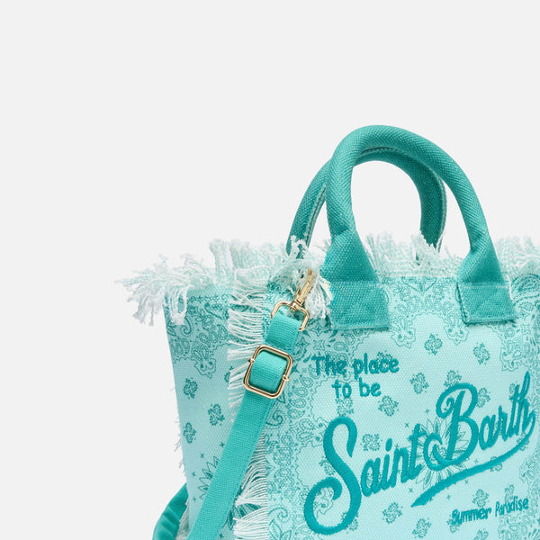 MC2 SAINT BARTH COLETTE COTTON CANVAS HANDBAG WITH BANDANA PRINT