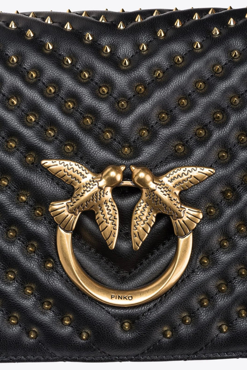 PINKO Classic Lobe Bag Click Chevron Studs in Black