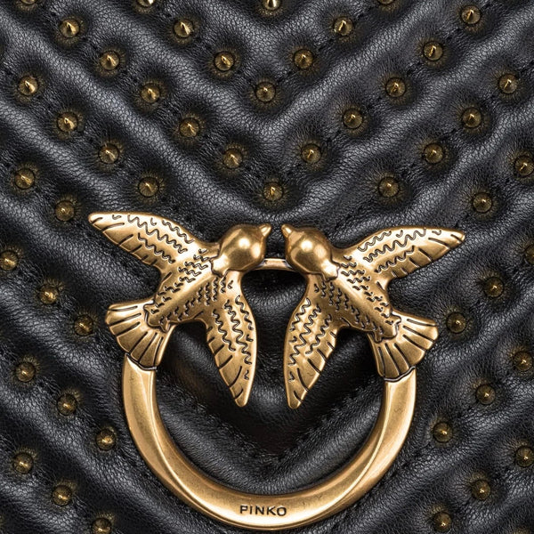 PINKO Classic Lobe Bag Click Chevron Studs in Black