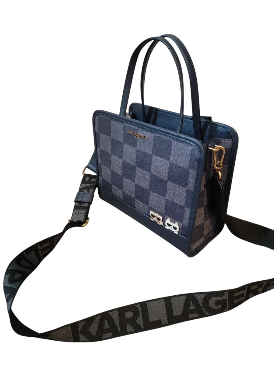 Karl Lagerfeld Paris Maybelle Satchel Crossbody Bag Blue/Ind Checkered