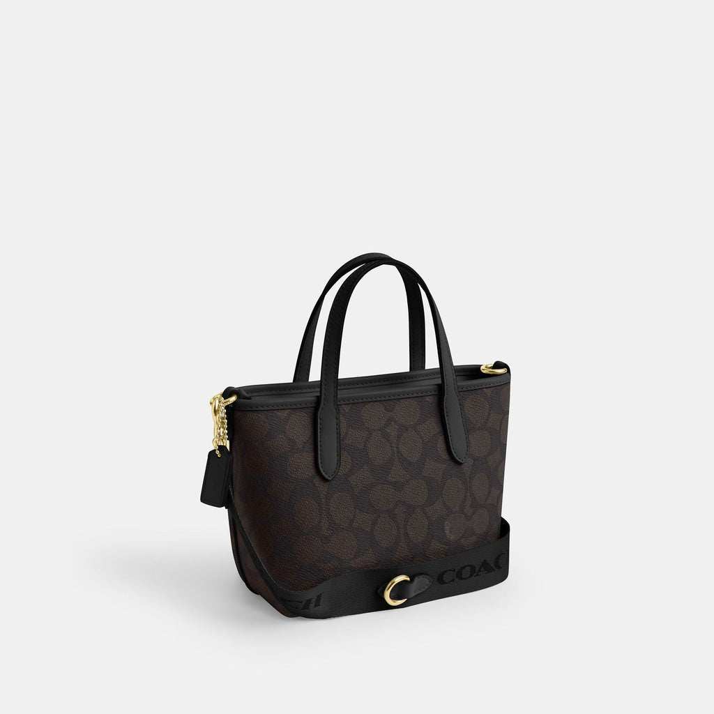 Coach City Mini Tote Bag In Signature Canvas brown gold