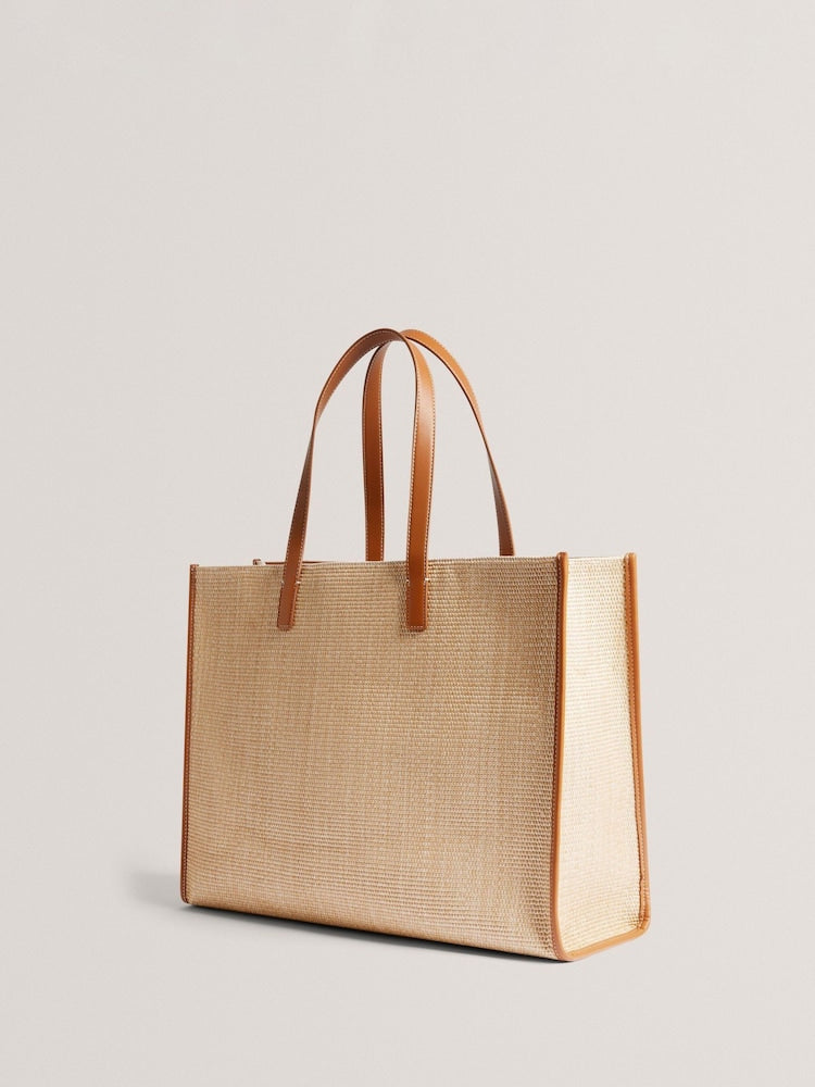 Ted Baker Brown Pallmer-Faux Raffia Large Icon Bag