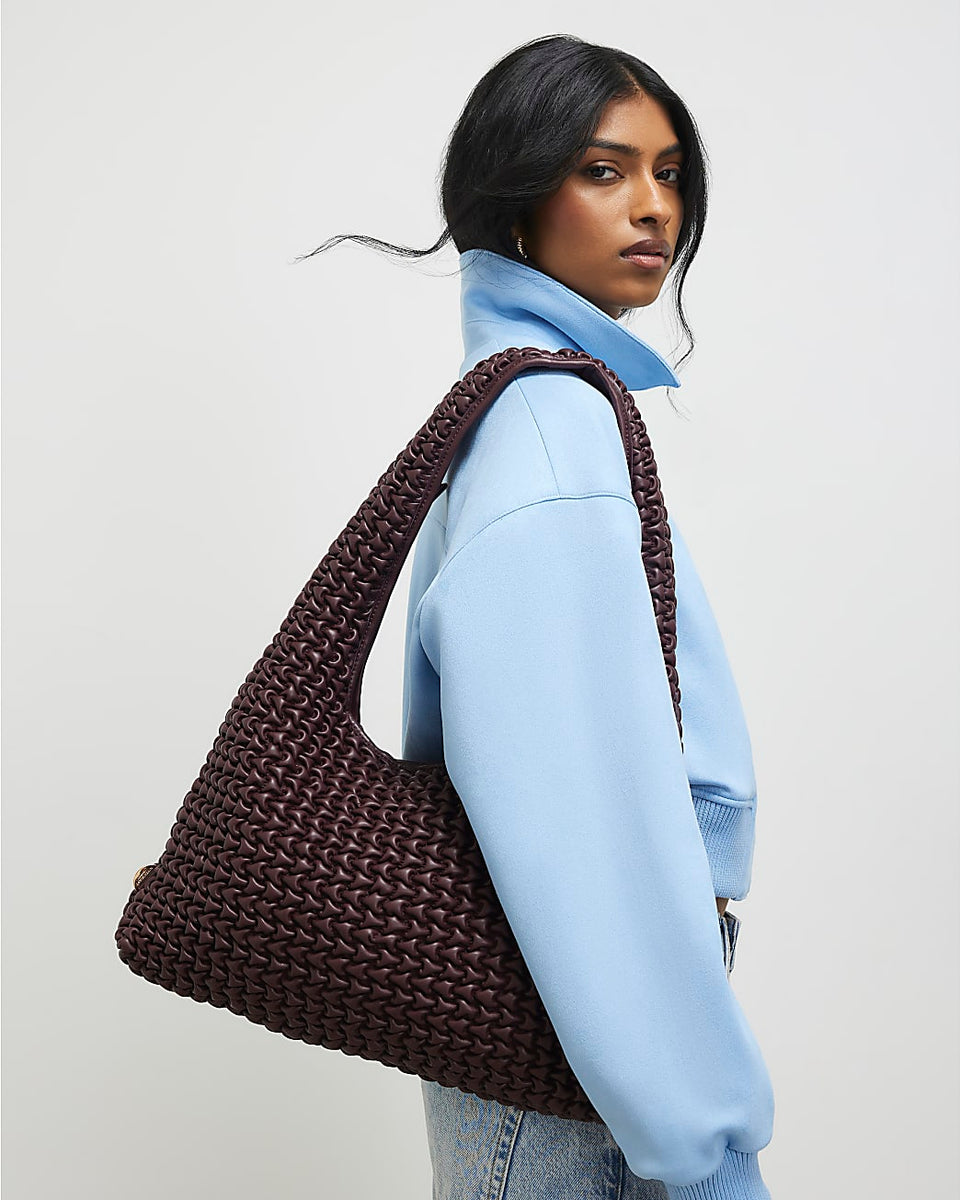 River island brown Red Textured Shoulder Bag