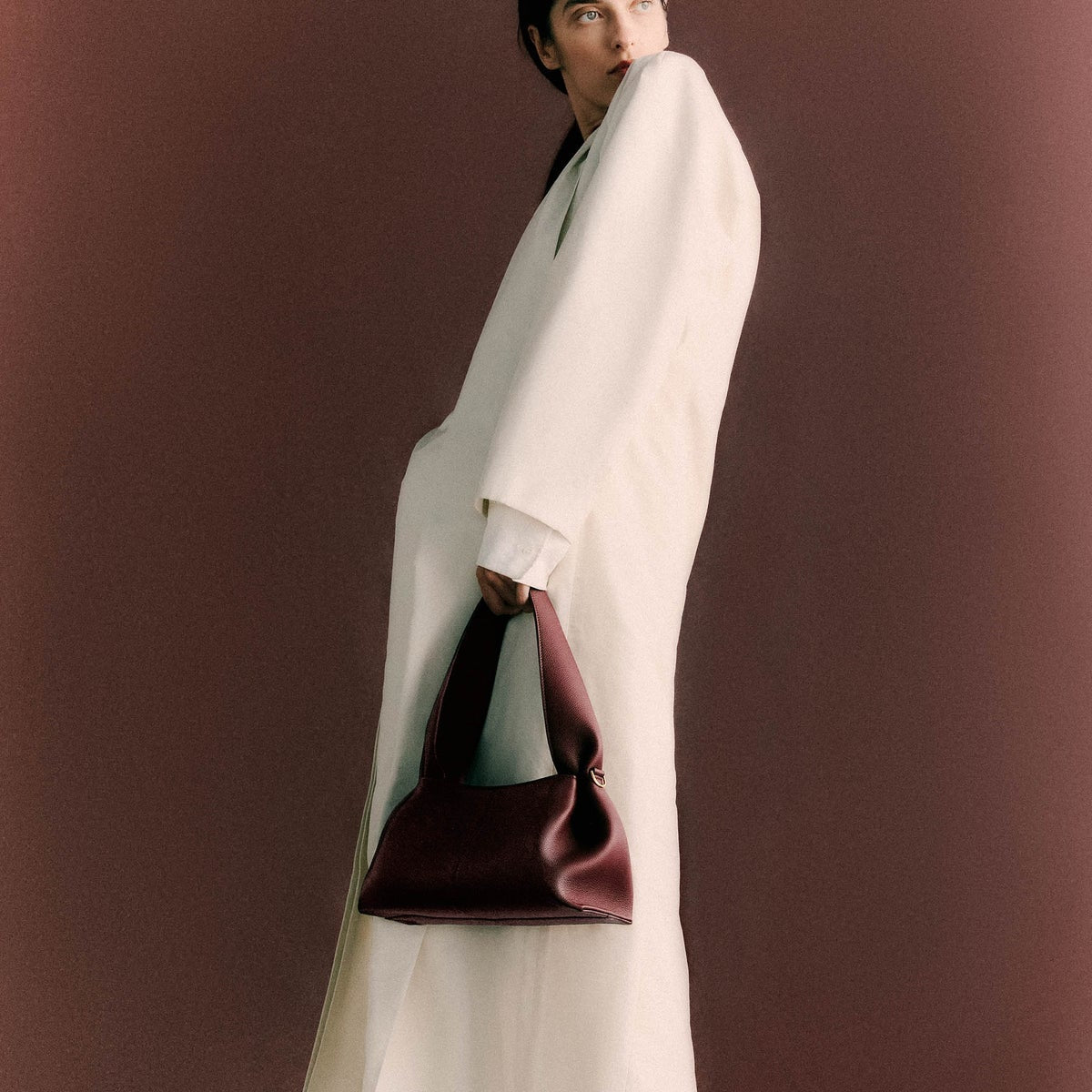 Polene Numéro Neuf East West EDITION TEXTURED Black cherry