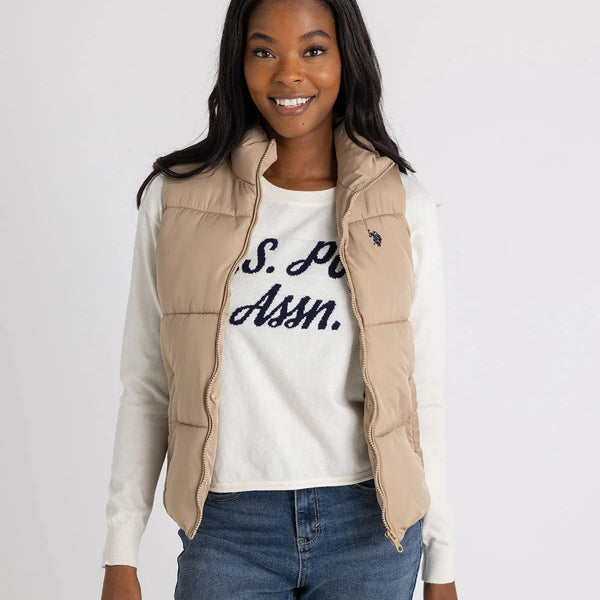 U.S. Polo Assn. Classic Puffer Vest in beige size M