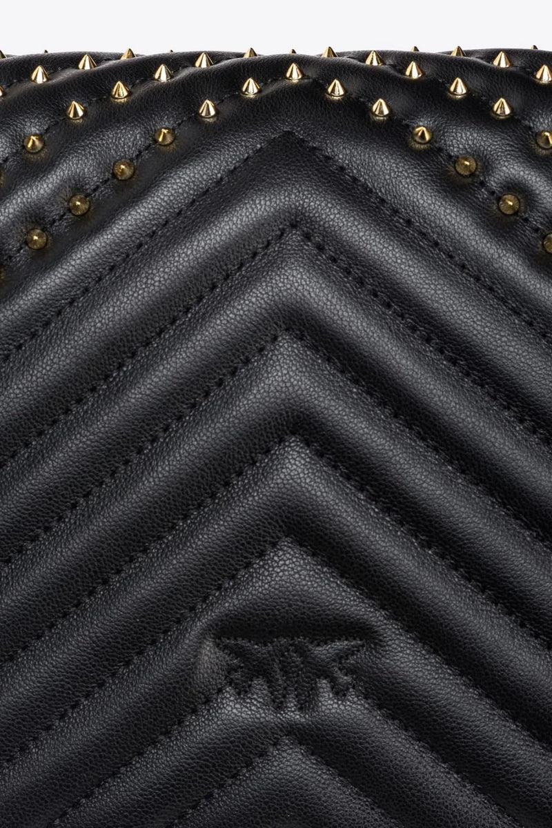 PINKO Classic Lobe Bag Click Chevron Studs in Black