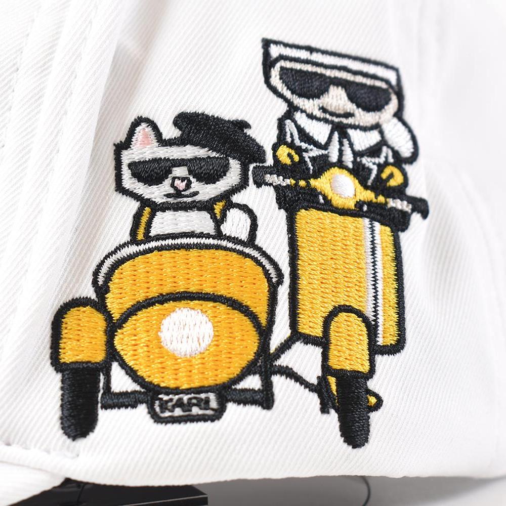 KARL LAGERFELD Embroidered Biker Baseball Cap - White