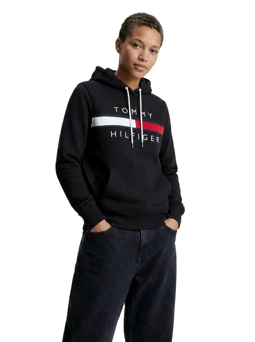 Tommy Hilfiger Black Hooded Sweat Shirt Unisex