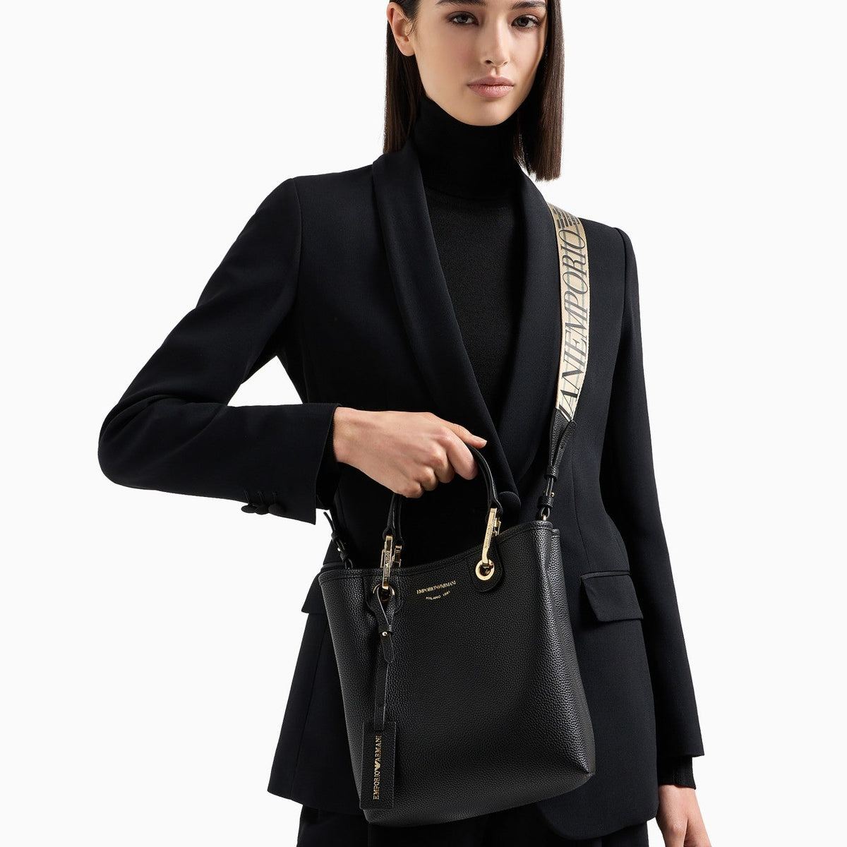 EMPORIO ARMANI DEER-PRINT MYEA VERTICAL SHOPPER BAG