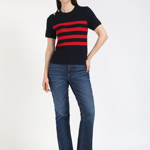 Tommy Hilfiger Gold Button Textured Knit Sweater size M