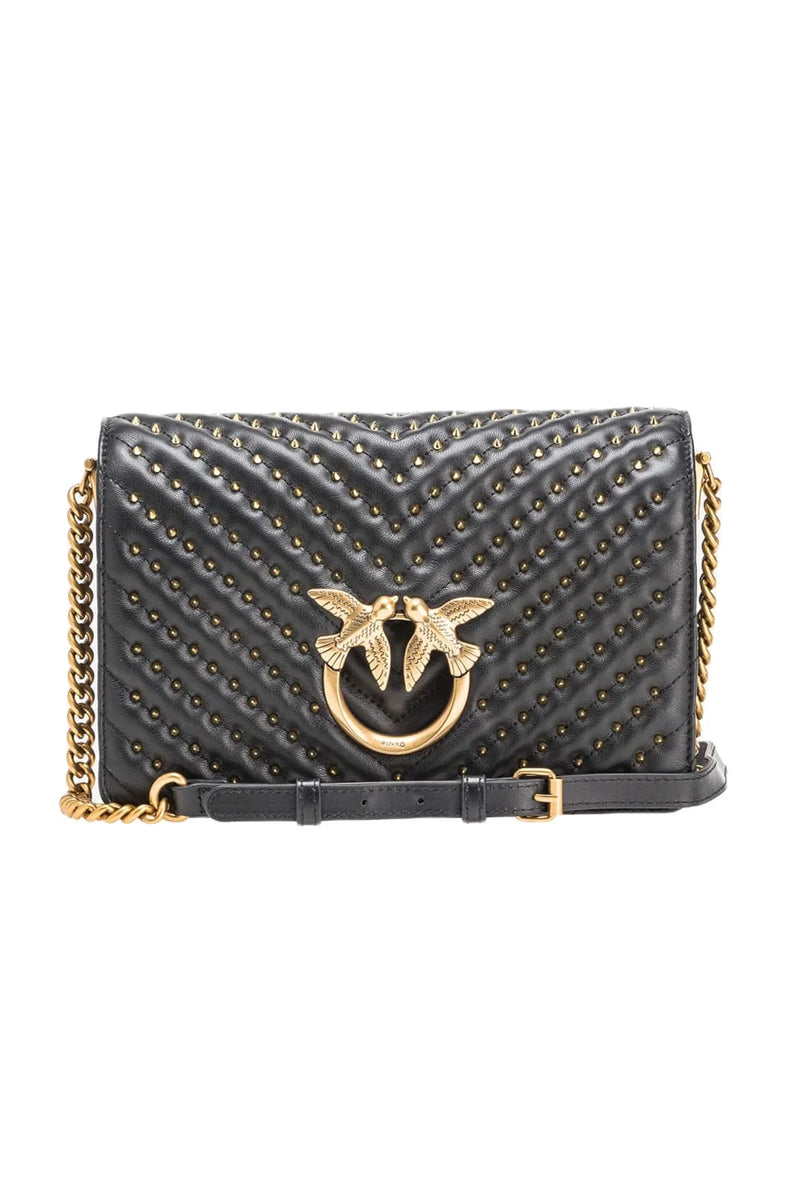 PINKO Classic Lobe Bag Click Chevron Studs in Black